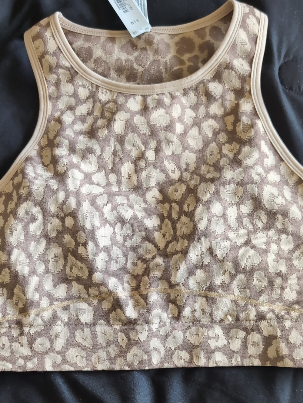 Seamless Countour High-Neck Leopard Print Sport Bra - Neutral Beige